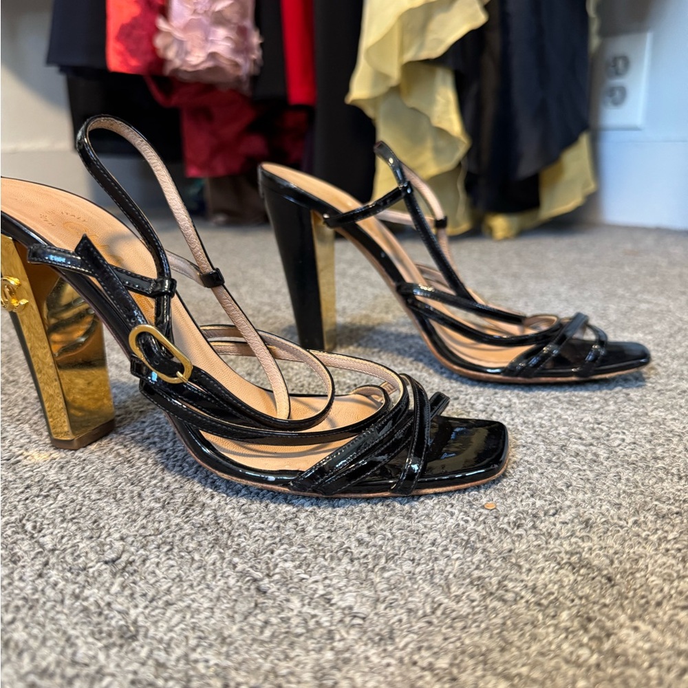 Elegant Black and Gold Women's CHANEL Heels